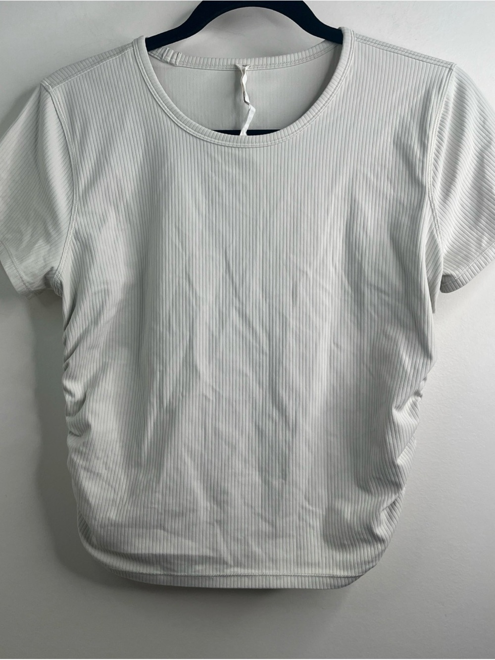 Lululemon All It Takes Ribbed Short Sleeve Ruched Side TShirt White Womens Sz 10